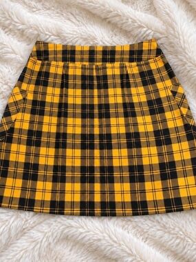 Arizona Jean Company Yellow and Black Plaid A-Line Skirt